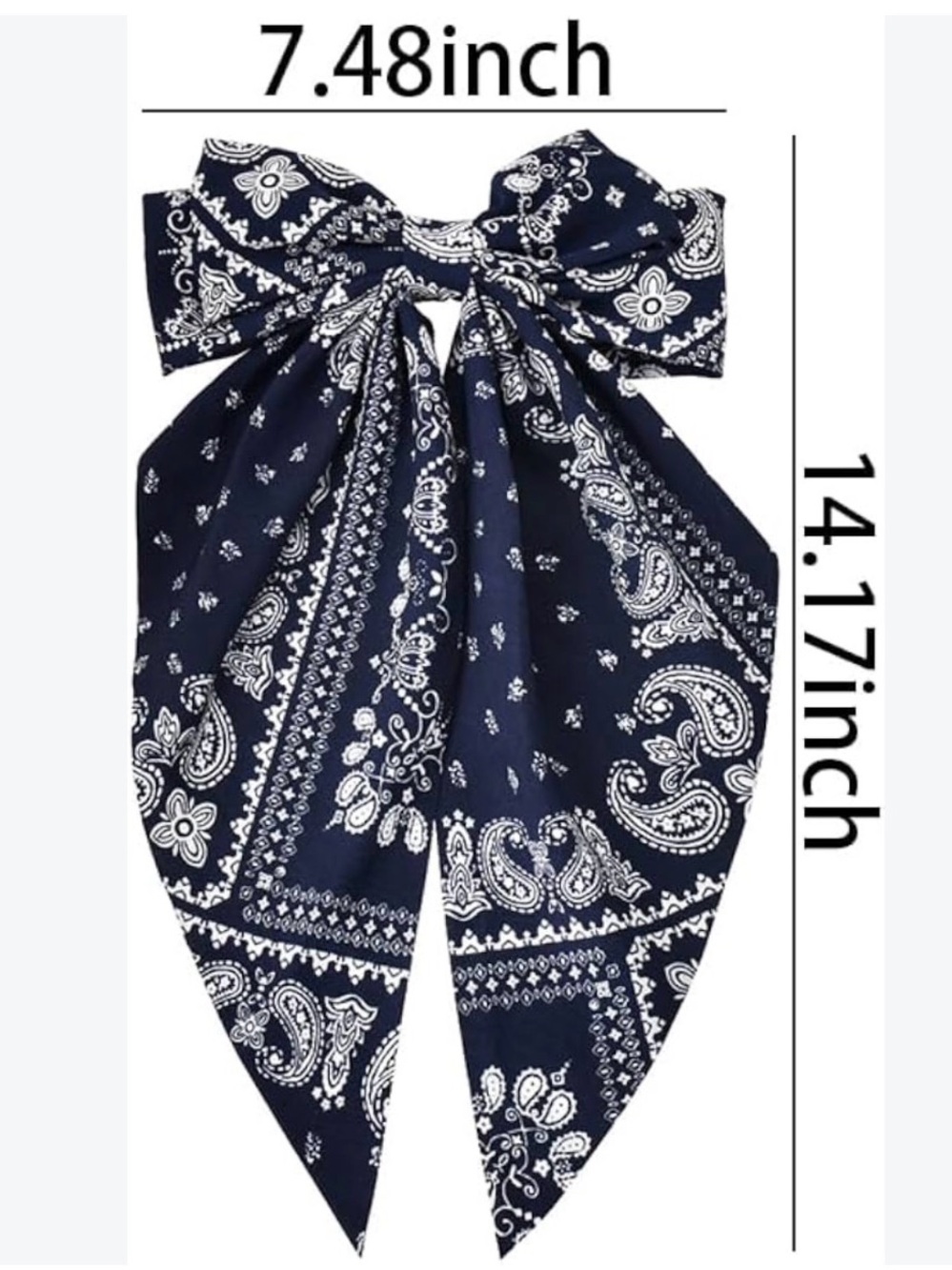 Navy Paisley Bow Hair Scarf - Women Accessories